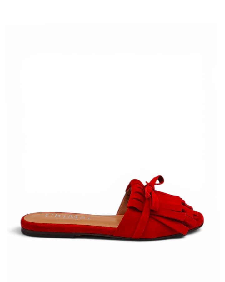 Ciabattina  Pontaccio Frange Camoscio Rosso