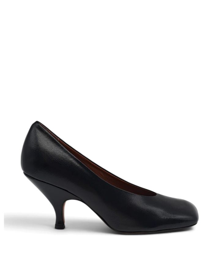 Naomi Black Leather Pumps