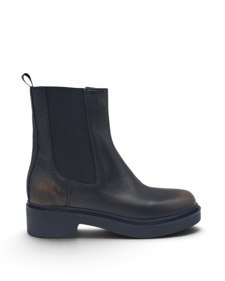 Black Calfskin Combat Boots