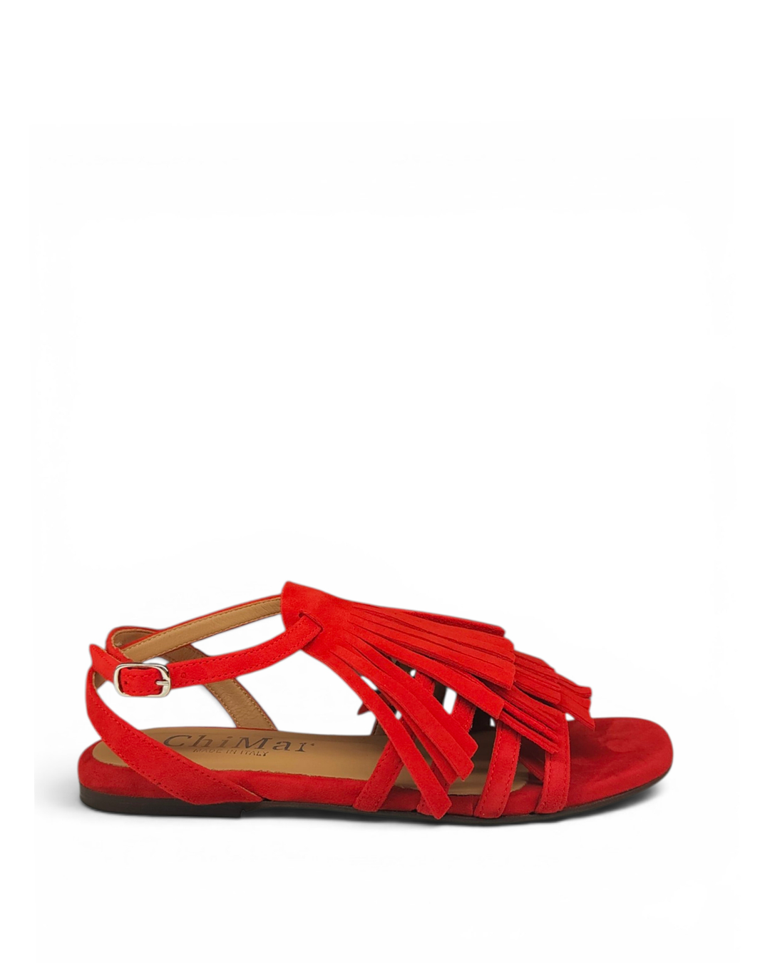Sandalo Brera Frange Camoscio Rosso