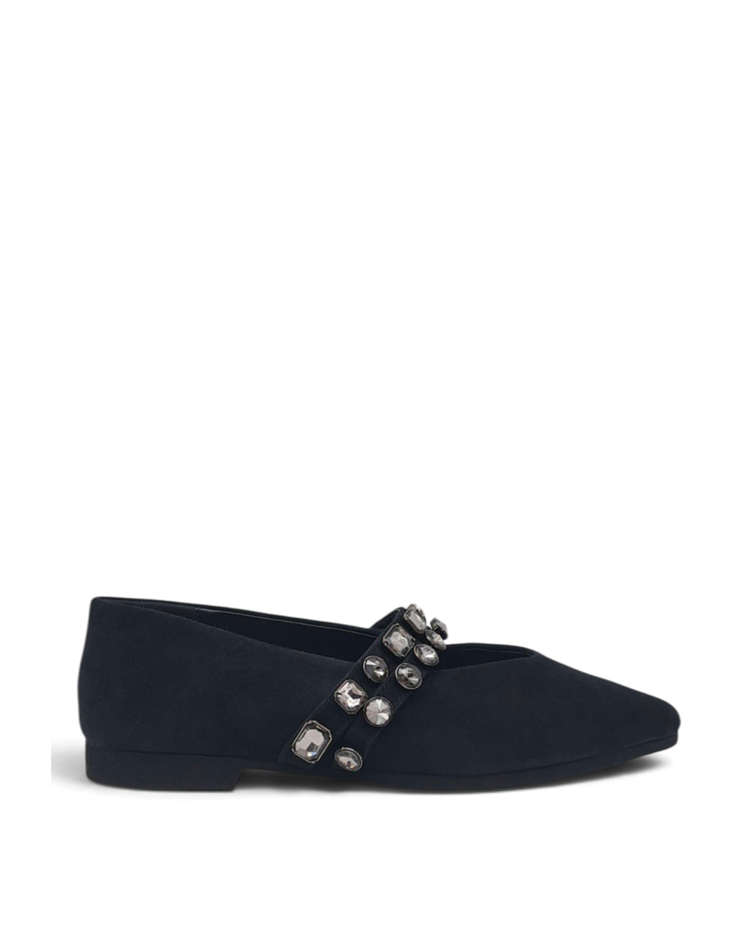 Mary Jane Silvia Black Rhinestone
