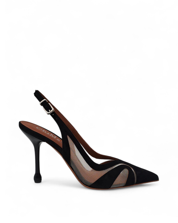 Slingback Rete  Camoscio Nero