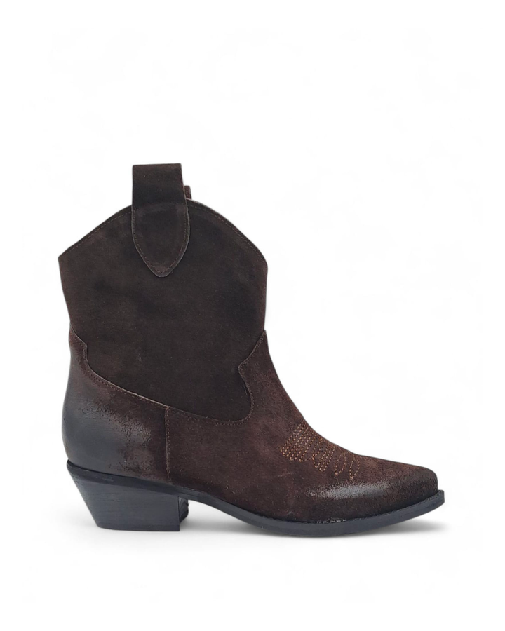 Texano Dallas Basso Ricamo Camoscio Testa di  Moro