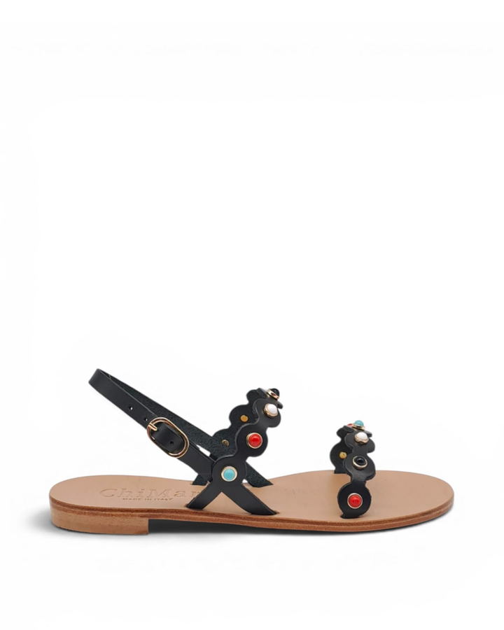 White Cowhide Spider Wave Sandal
