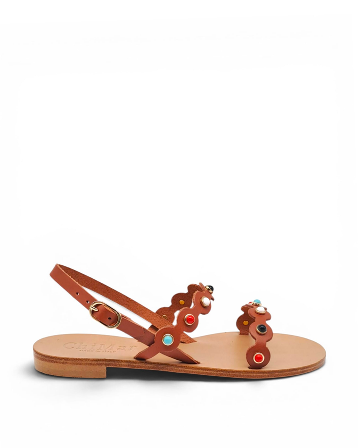 White Cowhide Spider Wave Sandal
